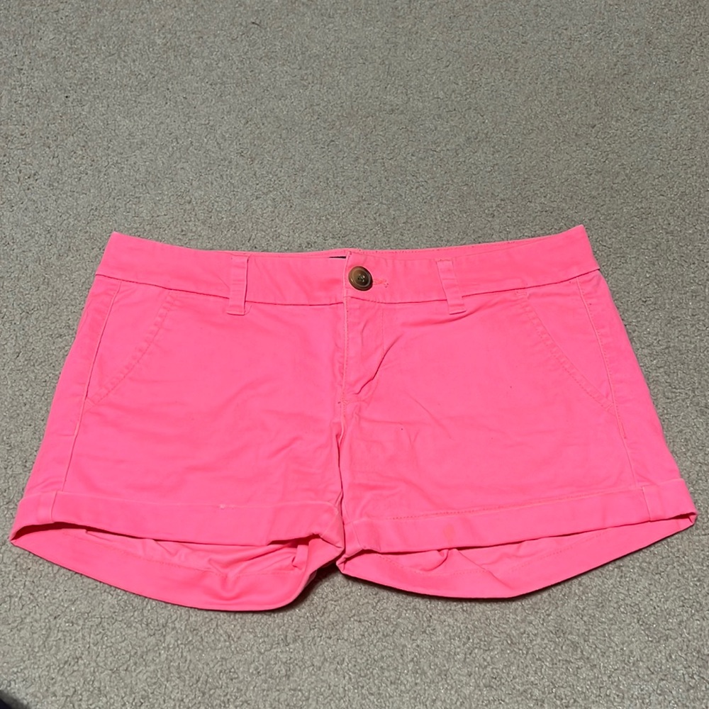 American eagle hot pink midi stretch shorts.